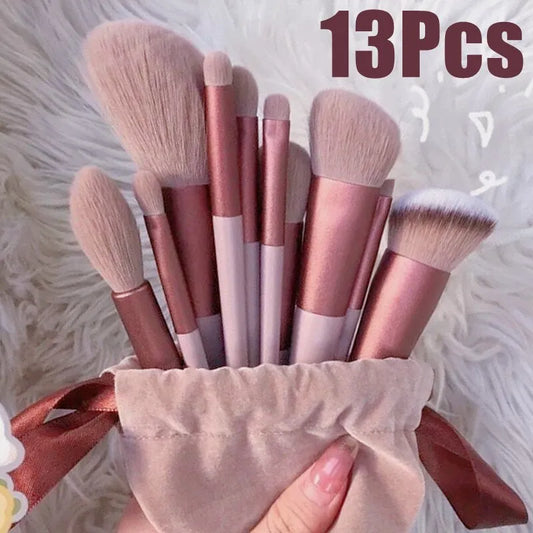 13-Piece Makeup Brush Set: Beauty Essentials with Bag